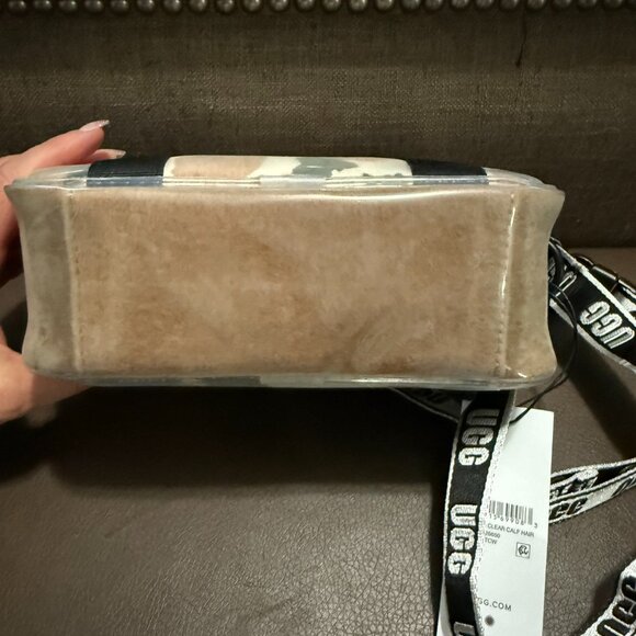 UGG JANEY II CLEAR CALF HAIR CROSSBODY CAMERA BAG Animal Print Brown Black - Picture 12 of 16